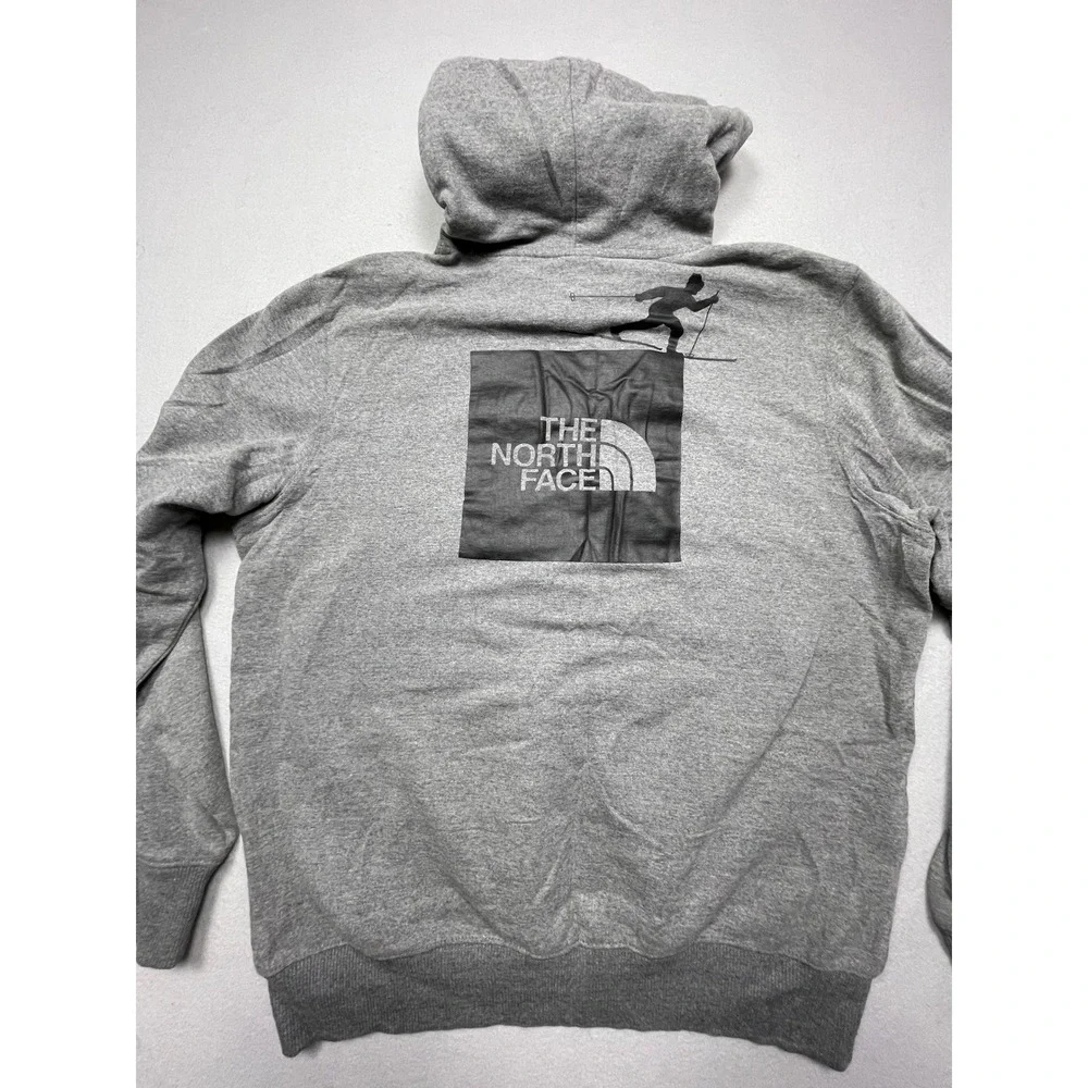The North Face Hoodie Poly Cotton Viscose Gray Skier Graphic Large Mens
